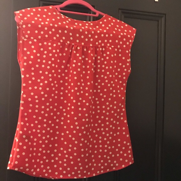 The Limited Coral & White Polka Dot Top - Picture 3 of 5